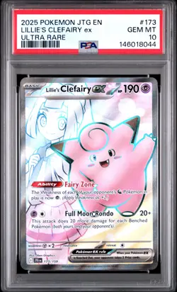 2025 POKEMON JTG EN-JOURNEY TOGETHER ULTRA RARE #173 LILLIE'S CLEFAIRY EX PSA 10 - Image 1