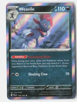Weavile Holo 134/193 Rare Paldea Evolved Pokemon Near Mint - Image 1