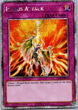 Yugioh RA03-EN165 Icarus Attack - Platinum Secret Rare 1st Edition - Image 1