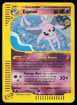 Espeon H9/H32 Holo Rare Aquapolis Pokemon Card - Image 1