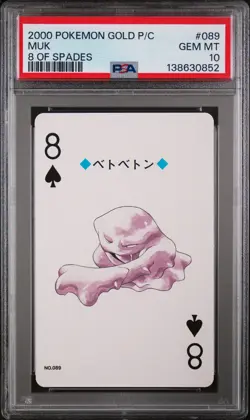 2000 POKEMON GOLD VERSION PLAYING CARDS 8 OF SPADES #089 MUK PSA 10 - Image 1