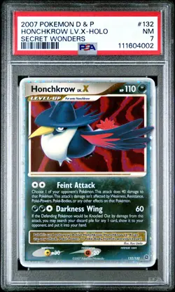2007 POKEMON DP SECRET WONDERS HONCHKROW LV. X #132 PSA 7 NM #111604002 - Image 1