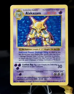 Pokemon TCG Base Set Alakazam Holo Rare 1/102 WOTC 1999 Unlimited Vintage Card - Image 2