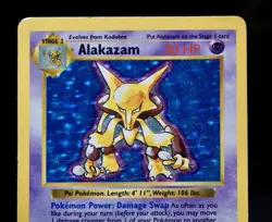 Pokemon TCG Base Set Alakazam Holo Rare 1/102 WOTC 1999 Unlimited Vintage Card - Image 3