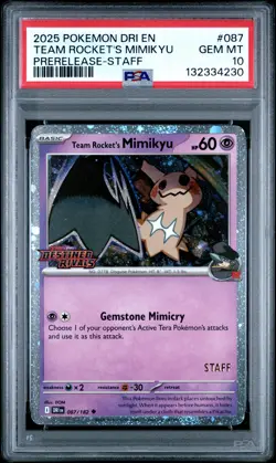 2025 POKEMON DRI EN-DESTINED RIVALS #087 TEAM ROCKET'S MIMIKYU PSA 10 - Image 1