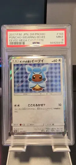 Pokemon PSA 9 Poncho Wearing Eevee - Glaceon - 143/SM-P SM Promo Japanese - Image 1