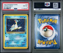 1999 POKEMON FOSSIL 1ST EDITION #10 LAPRAS - HOLO PSA 8 NM-MT *NEW CERT* - Image 3