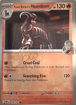 Team Rocket's Houndoom 038/182 Uncommon Destined Rivals Pokemon Reverse Holo NM - Image 1