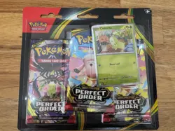 Pokemon Mega Evolution Perfect Order 3-Pack Triple Blister (Chikorita Promo) - Image 1