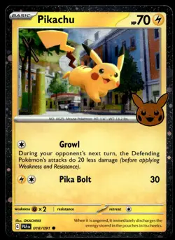 Pokemon TCG Pikachu 18/91 Holo Trick or Trade 2024 - Image 1