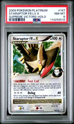 2009 POKEMON SUPREME VICTORS STARAPTOR FB LV X #147 ULTRA PSA 8 NM #114259518 - Image 1