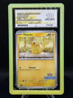 ⚡🎨 Pokemon TCG – Pikachu 214 – Illustration Contest Promo – ACE 10 + GrailGuard - Image 1