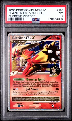 2009 POKEMON SUPREME VICTORS BLAZIKEN FB LV X #142 ULTRA PSA 7 NM #120864004 - Image 1