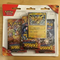 Pokemon S&V Surging Sparks 3-Booster Pack Blister (Zapdos) Factory Sealed NEW - Image 1