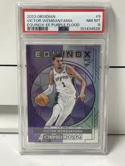 🔥2023 Panini Obsidian Equinox Wembanyama EE Purple Flood /49 Rookie Card #9 - Image 1