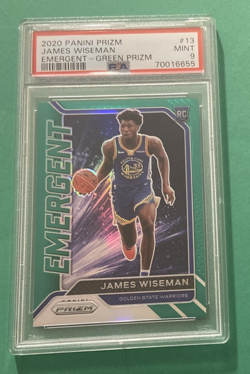 2020 Panini Prizm Emergent Green Prizm #13 James Wiseman PSA 9 - Image 1