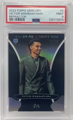 2023-24 Topps Mercury Victor Wembanyama #2 RC Refractor Rookie #/99 Spurs PSA 9 - Image 1