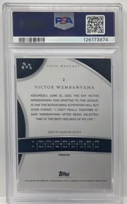2023-24 Topps Mercury Victor Wembanyama #2 RC Refractor Rookie #/99 Spurs PSA 9 - Image 2