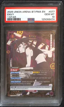 Union Arena FULLMETAL ALCHEMIST Envy 077 SR* PSA 10 - Image 1