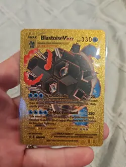 Pokemon Blastoise Vmax Gold Foil Fan Art Vinyl Textured Collector Card HP330 - Image 1