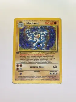 Vintage Pokemon Card TCG Machamp Base Set 8/102 Holo 1st Edition Holo Rare MP/HP - Image 1