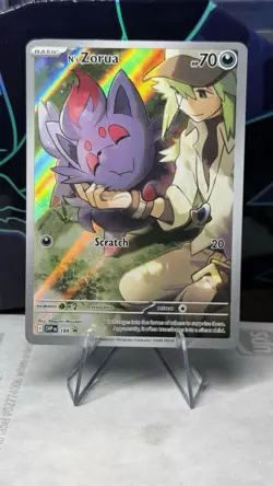 Pokemon TCG N's Zorua SVP 189 Black Star Promo Card NM (Journey Together ETB) - Image 1