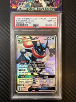 PSA 10 Greninja GX SV56/SV94 Pokemon Hidden Fates Full Art Holo Card - Image 1