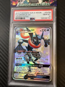 PSA 10 Greninja GX SV56/SV94 Pokemon Hidden Fates Full Art Holo Card - Image 2