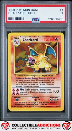 1999 Pokemon Game #4 Charizard Holo PSA 5 - Image 1