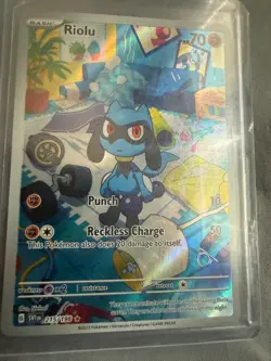 Riolu 215/198 Illustration Rare Scarlet & Violet Pokemon Holo Near Mint - Image 1
