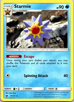 Starmie 16/111 R Crimson Invasion Pokemon NM Yuka Morii - Image 1