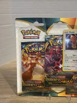 Pokemon TCG SWSH DARKNESS ABLAZE 3 Pack Blister Booster EEVEE Promo New Sealed - Image 2