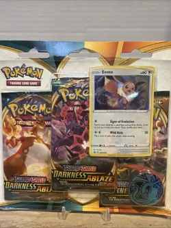Pokemon TCG SWSH DARKNESS ABLAZE 3 Pack Blister Booster EEVEE Promo New Sealed - Image 3