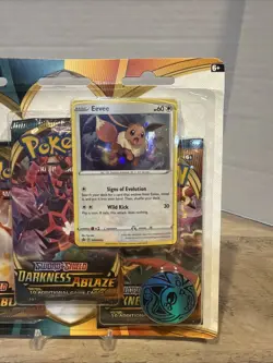 Pokemon TCG SWSH DARKNESS ABLAZE 3 Pack Blister Booster EEVEE Promo New Sealed - Image 4