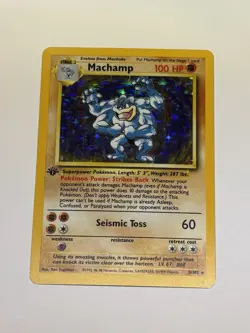 Vintage Pokemon Card TCG Machamp Base Set 8/102 Holo 1st Edition Holo Rare NM - Image 1
