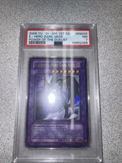 YuGiOh Elemental Hero Dark Neos 1st Ed Ultra Rare PSA 7 - Image 1