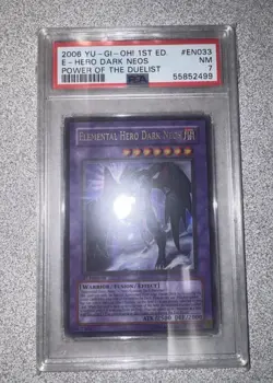 YuGiOh Elemental Hero Dark Neos 1st Ed Ultra Rare PSA 7 - Image 3
