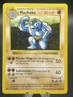 Pokemon Base Set Machoke #34/102 Uncommon Vintage Sharp Card Nice Condition! - Image 1