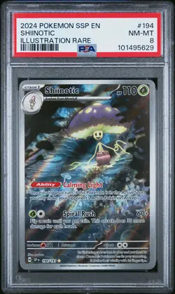 2024 POKEMON SSP EN-SURGING SPARKS ILLUSTRATION RARE #194 SHIINOTIC PSA 8 - Image 1