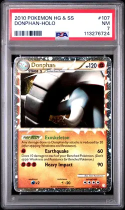 2010 POKEMON HEARTGOLD DONPHAN PRIME #107 ULTRA RARE PSA 7 NM #113276724 - Image 1