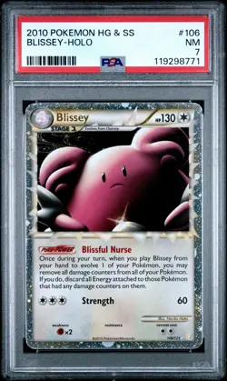 2010 POKEMON HEARTGOLD BLISSEY PRIME #106 ULTRA RARE PSA 7 NM #119298771 - Image 1