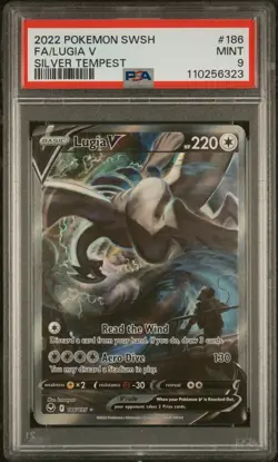 2022 POKEMON SWORD & SHIELD SILVER TEMPEST #186 FULL ART/LUGIA V PSA 9 - Image 1