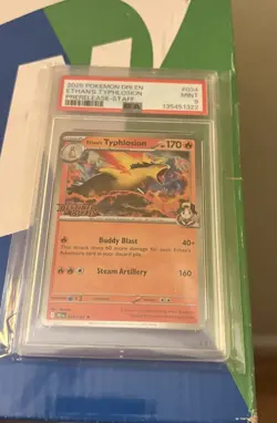 2025 Pokemon Destined Rivals Ethan's Typhlosion 034/182 Staff PSA 9 - Image 1