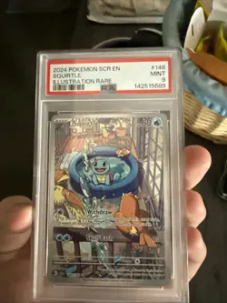 Pokemon TCG Squirtle 2024 Stellar Crown Illustration Rare PSA 9 - Image 3