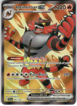 Incineroar ex 187/162 Ultra Rare Temporal Forces Pokemon NM - Image 1