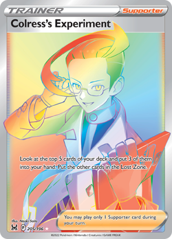 COLRESS'S EXPERIMENT 205/196 RAINBOW RARE LOST ORIGIN POKEMON NEAR MINT - Image 1