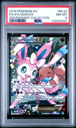 2016 POKEMON XY GENERATIONS RADIANT COLLECTION #RC32 FULL ART/SYLVEON EX PSA 8 - Image 1