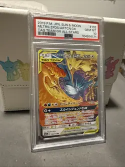 PSA 10 MOLTRES & ZAPDOS & ARTICUNO GX 102/173 TAG TEAM JAPANESE POKEMON (B) - Image 2