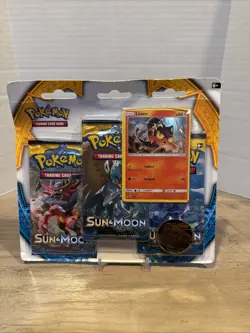Pokemon Sun & Moon Litten 3-Pack Booster Blister Set - Factory Sealed - Image 1