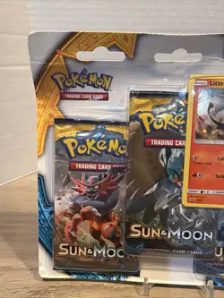 Pokemon Sun & Moon Litten 3-Pack Booster Blister Set - Factory Sealed - Image 2